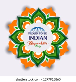 Indian Republic day concept with text 26 January. - Vector