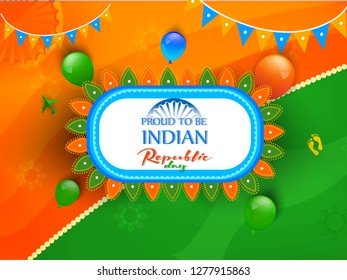Indian Republic day concept with text 26 January. - Vector