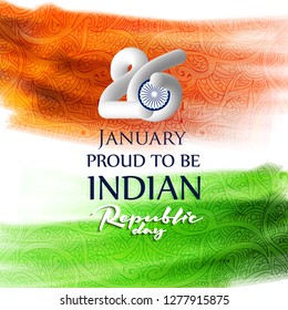 Indian Republic day concept with text 26 January. - Vector