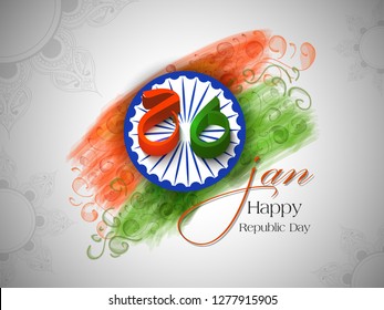 Indian Republic day concept with text 26 January. - Vector