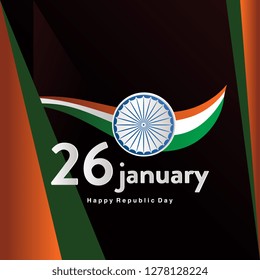 Indian Republic day concept with text 26 January modern design. - Vector