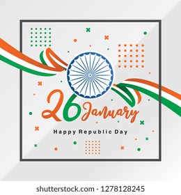 Indian Republic day concept with text 26 January modern design. - Vector
