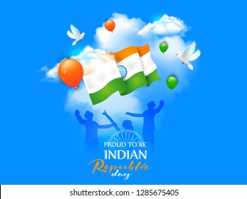 Indian Republic day concept with text 26 January. Vector Illustration. - Vector