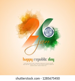 Indian Republic day concept with text 26 January. Vector Illustration. - Vector