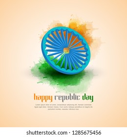 Indian Republic day concept with text 26 January. Vector Illustration. - Vector