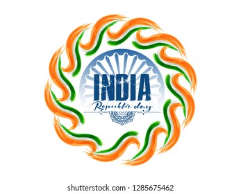 Indian Republic day concept with text 26 January. Vector Illustration. - Vector