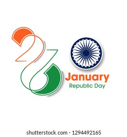 Indian Republic day concept with text 26 January. Vector Illustration. - Vector