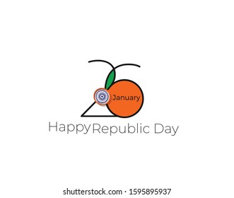 Indian Republic day concept with text 26 January. Vector Illustration.