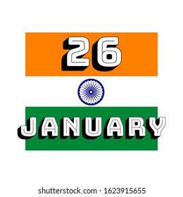 Indian Republic day concept with text 26 January.