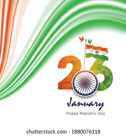 Concepto del Día de la República India con texto del 26 de enero. Ilustración vectorial. Resumen creativo o afiche para la celebración del Día de la República del Vector Indio.