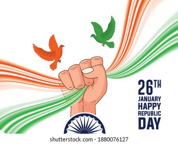 Indian Republic day concept with text 26 January. Vector Illustration. Creative abstract or poster for Republic Day Celebration of Indian Vector.