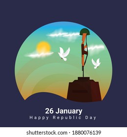 Indian Republic day concept with text 26 January. Vector Illustration. Creative abstract or poster for Republic Day Celebration of Indian Vector.