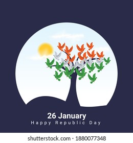 Indian Republic day concept with text 26 January. Vector Illustration. Happy Indian Republic Day celebration.