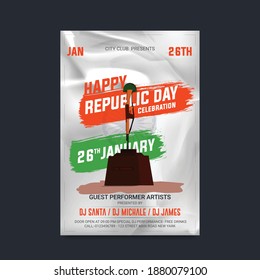 Indian Republic day concept with text 26 January. Vector Illustration. illustration of Indian background showing its incredible culture and diversity with monument.