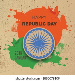Indian Republic day concept with text 26 January. Vector Illustration. illustration of Indian background showing its incredible culture and diversity with monument.