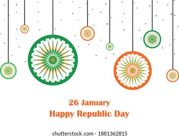 Indian Republic day concept with text 26 January, Vector illustration.