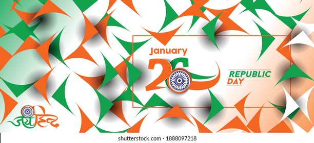 Indian Republic day concept with text 26 January. Vector illustration Design.