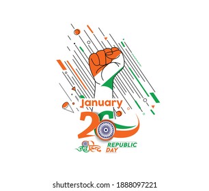 Indian Republic day concept with text 26 January. Vector illustration Design.