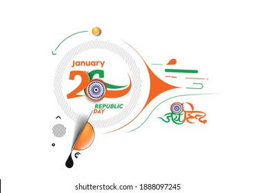 Indian Republic day concept with text 26 January. Vector illustration Design.