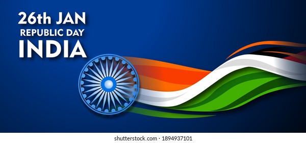 Indian Republic day concept with text 26 January.71th  republic day celebration .Vector illustration 