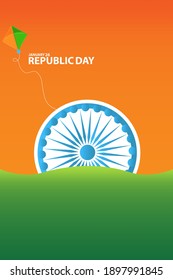 Indian Republic day concept with text 26 January. Republic day celebration poster or banner background