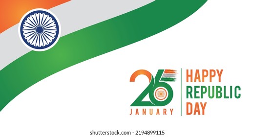 Indian Republic Day concept with text 26 january. vector illustration