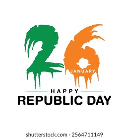 Indian Republic day concept with text 26 january vector illustration.