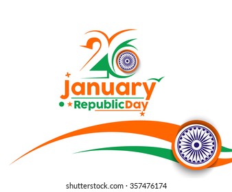 Indian Republic day concept with text 26 January.