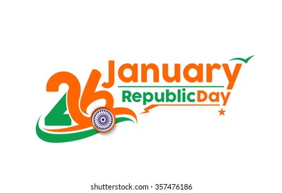 Indian Republic day concept with text 26 January.
