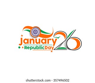 Indian Republic day concept with text 26 January.