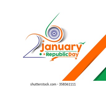 Indian Republic day concept with text 26 January.