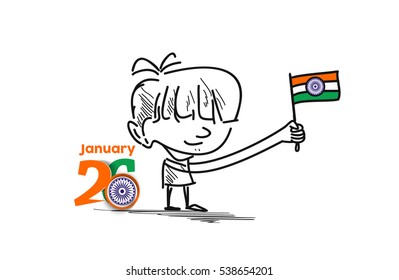 Indian Republic day concept with text 26 january.