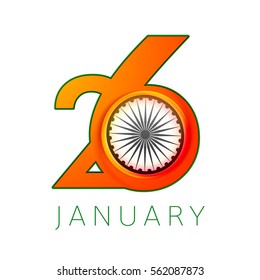 Indian Republic day concept with text 26 January.