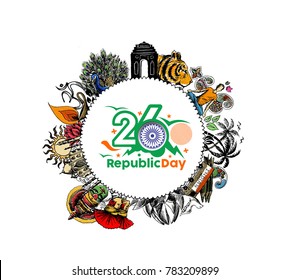 Indian Republic day concept with text 26 January.