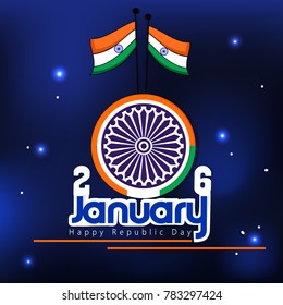 Indian Republic day concept with text 26 January.