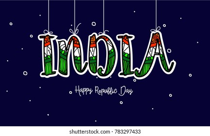 Indian Republic day concept with text 26 January.