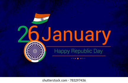 Indian Republic day concept with text 26 January.
