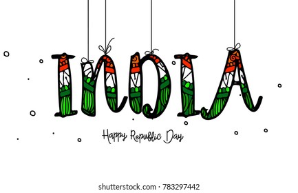Indian Republic day concept with text 26 January.