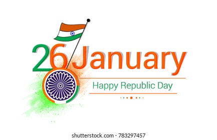 Indian Republic day concept with text 26 January.