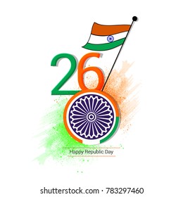 Indian Republic day concept with text 26 January.