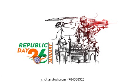 Concepto del Día de la República India con texto del 26 de enero.