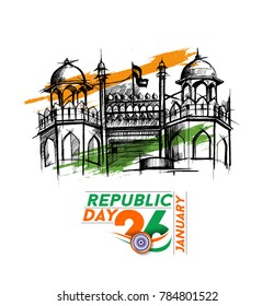 Indian Republic day concept with text 26 January.