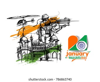 Indian Republic day concept with text 26 January.