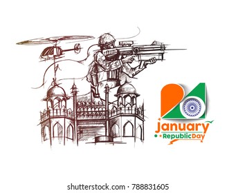 Indian Republic day concept with text 26 January with hindi typography of vande matram 