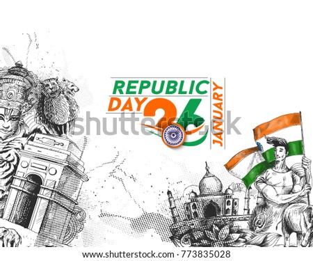 Indian Republic day concept with text 26 January.