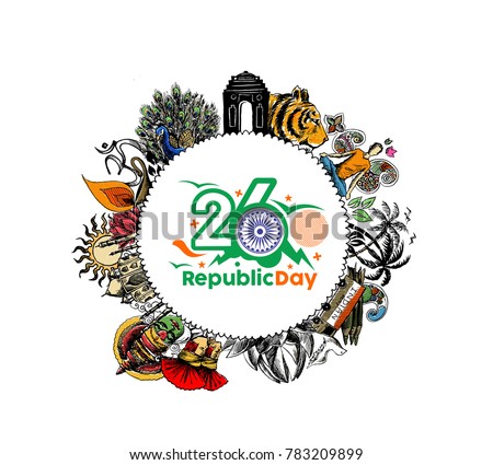 Indian Republic day concept with text 26 January.