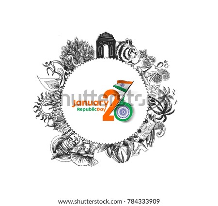 Indian Republic day concept with text 26 January.