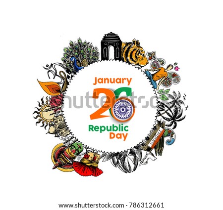 Indian Republic day concept with text 26 January.
