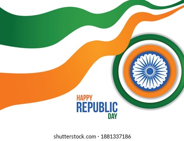 Indian Republic day creative concept with text 26 January, Vector illustration.