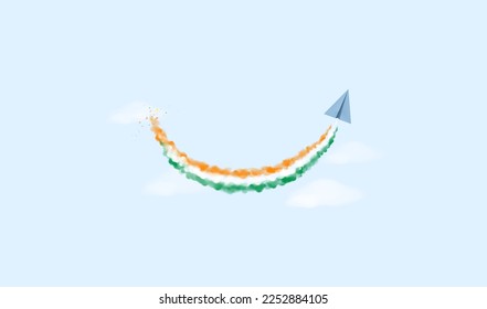 Indian Republic day creative concept design. Tricolor flag Background and Smile.